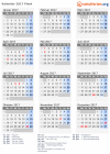 Kalender 2017 mit Ferien und Feiertagen Pisek