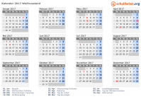 Kalender 2017 mit Ferien und Feiertagen Weißrussland