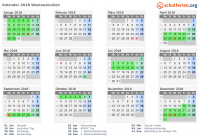 Kalender 2018 mit Ferien und Feiertagen Westaustralien