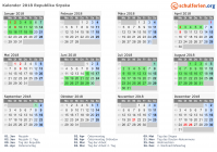 Kalender 2018 mit Ferien und Feiertagen Republika Srpska