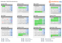 Kalender 2018 mit Ferien und Feiertagen Brandenburg