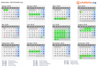 Kalender 2018 mit Ferien und Feiertagen Ballerup