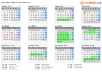Kalender 2018 mit Ferien und Feiertagen Frederikshavn