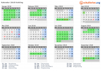 Kalender 2018 mit Ferien und Feiertagen Kolding
