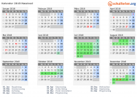 Kalender 2018 mit Ferien und Feiertagen Næstved