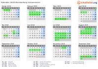 Kalender 2018 mit Ferien und Feiertagen Mecklenburg-Vorpommern