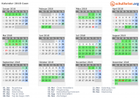 Kalender 2018 mit Ferien und Feiertagen Caen