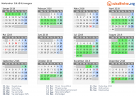 Kalender 2018 mit Ferien und Feiertagen Limoges