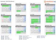 Kalender 2018 mit Ferien und Feiertagen Straßburg