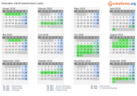 Kalender 2018 mit Ferien und Feiertagen Gelderland (süd)