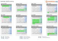 Kalender 2018 mit Ferien und Feiertagen Limburg