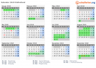 Kalender 2018 mit Ferien und Feiertagen Südholland