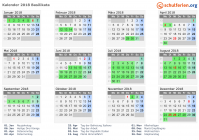 Kalender 2018 mit Ferien und Feiertagen Basilikata