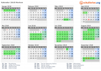 Kalender 2018 mit Ferien und Feiertagen Marken