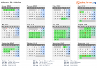 Kalender 2018 mit Ferien und Feiertagen Molise
