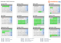 Kalender 2018 mit Ferien und Feiertagen Umbrien