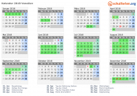 Kalender 2018 mit Ferien und Feiertagen Venetien