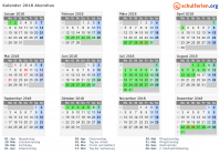 Kalender 2018 mit Ferien und Feiertagen Akershus