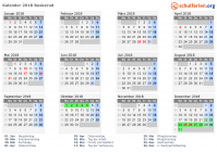 Kalender 2018 mit Ferien und Feiertagen Buskerud