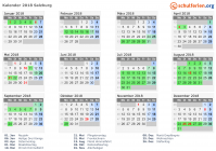 Kalender 2018 mit Ferien und Feiertagen Salzburg