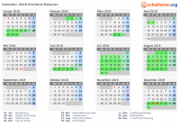 Kalender 2018 mit Ferien und Feiertagen Ermland-Masuren