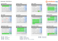 Kalender 2018 mit Ferien und Feiertagen Bern