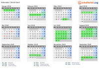 Kalender 2018 mit Ferien und Feiertagen Genf
