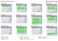 Kalender 2018 mit Ferien und Feiertagen Obwalden