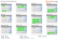 Kalender 2018 mit Ferien und Feiertagen Schaffhausen
