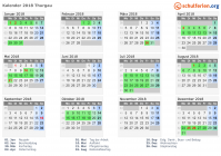 Kalender 2018 mit Ferien und Feiertagen Thurgau
