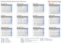 Kalender 2018 mit Ferien und Feiertagen Reichenau an der Knieschna