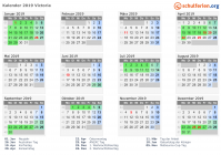 Kalender 2019 mit Ferien und Feiertagen Victoria