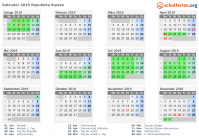 Kalender 2019 mit Ferien und Feiertagen Republika Srpska