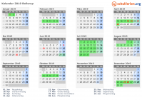Kalender 2019 mit Ferien und Feiertagen Ballerup