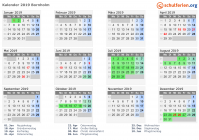 Kalender 2019 mit Ferien und Feiertagen Bornholm