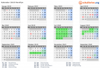 Kalender 2019 mit Ferien und Feiertagen Nordfyn