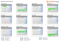 Kalender 2019 mit Ferien und Feiertagen Rebild