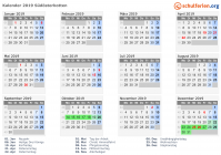 Kalender 2019 mit Ferien und Feiertagen Südösterbotten