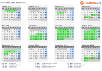 Kalender 2019 mit Ferien und Feiertagen Basilikata