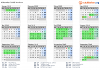 Kalender 2019 mit Ferien und Feiertagen Marken