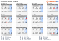 Kalender 2019 mit Ferien und Feiertagen Nord-Tröndelag