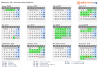 Kalender 2019 mit Ferien und Feiertagen Schleswig-Holstein