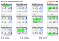 Kalender 2019 mit Ferien und Feiertagen Appenzell Ausserrhoden