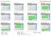 Kalender 2019 mit Ferien und Feiertagen Bern