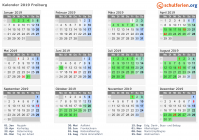 Kalender 2019 mit Ferien und Feiertagen Freiburg