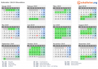 Kalender 2019 mit Ferien und Feiertagen Obwalden