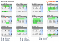 Kalender 2019 mit Ferien und Feiertagen Thurgau