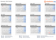 Kalender 2019 mit Ferien und Feiertagen Sudan