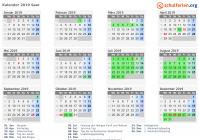 Kalender 2019 mit Ferien und Feiertagen Saar
