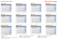 Kalender 2019 mit Ferien und Feiertagen Türkei